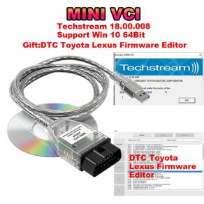 Mini Vci For Toyota TIS Techstream V18.00.008 FTDI FT232RL OBD2 Diagnostic Cable Tool until 2023 DTC Firmware Editor for Toyota Lexus
