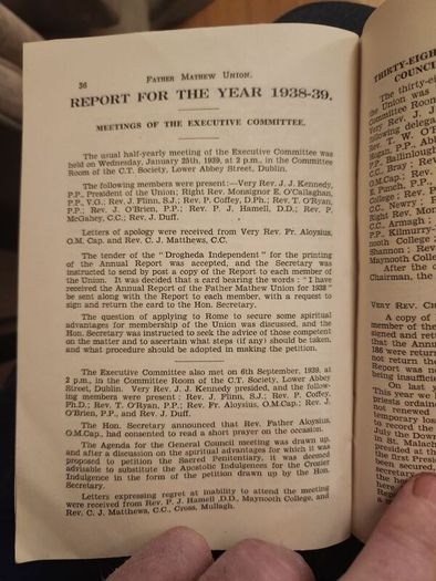 Thirty- Eight Annual Report 1938-1939 Of The Father Mathew Union. Paperback In Good Condition.