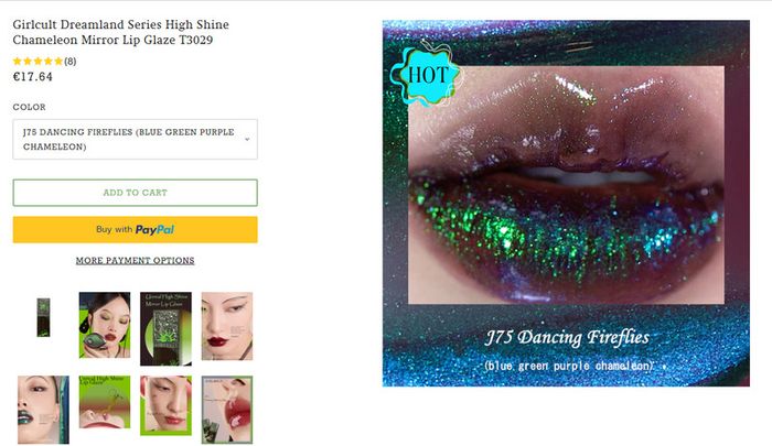 C-Beauty Girlcult High Shine Chameleon Mirror Lip Glaze in J75 Dancing butterflies in 3.5g