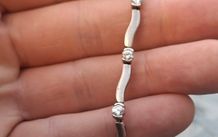 Lovely Vintage 925 Sterling Silver Women's Bracelet With Rhinestone's