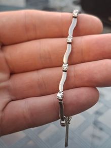 Lovely Vintage 925 Sterling Silver Women's Bracelet With Rhinestone's