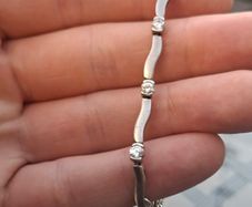 Lovely Vintage 925 Sterling Silver Women's Bracelet With Rhinestone's