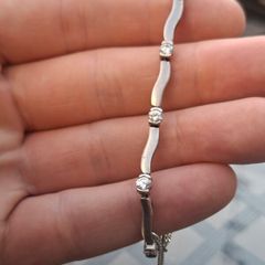 Lovely Vintage 925 Sterling Silver Women's Bracelet With Rhinestone's