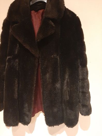 vintage 70's dark brown fax fur jacket