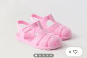 Zara pink jelly Velcro sandals Size 7 EUR 24 EUC