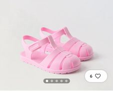 Zara pink jelly Velcro sandals Size 7 EUR 24 EUC