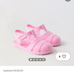 Zara pink jelly Velcro sandals Size 7 EUR 24 EUC