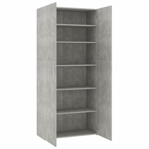Shoe Cabinet Concrete Grey 80x35.5x180 cm Chipboard