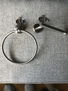 Brushed Chrome Towel Rail & Toilet Roll Holder