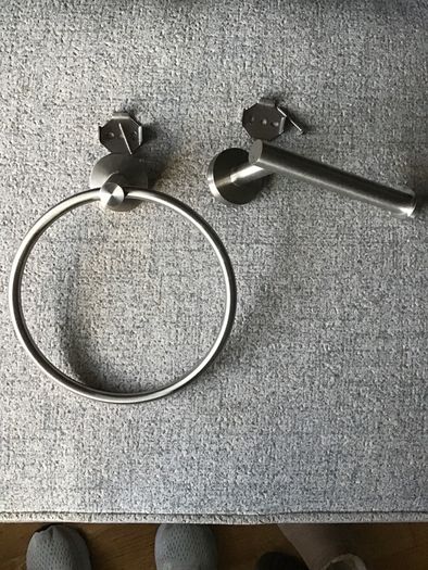 Brushed Chrome Towel Rail & Toilet Roll Holder