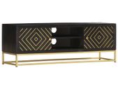 TV Cabinet Black and Gold 120x30x40 cm Solid Mango Wood