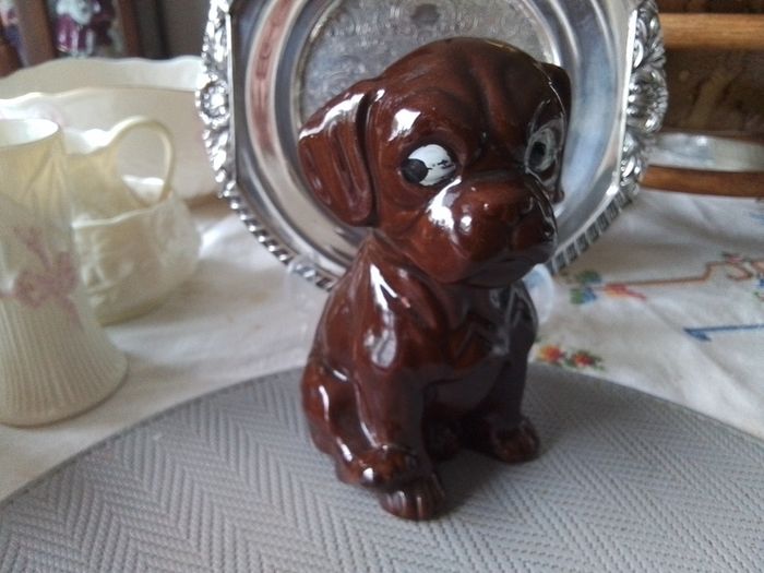 Brown Ceramic Dog Figurine