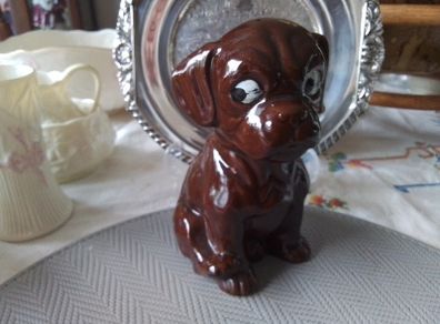 Brown Ceramic Dog Figurine