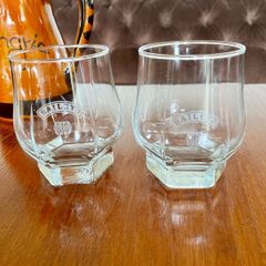 Pair Vintage Footed Hexagon Baileys Irish Cream Glassware