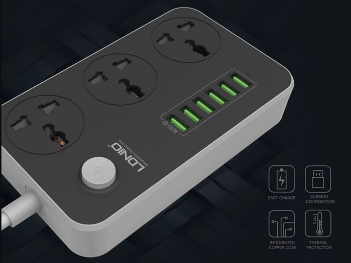 New Power Strip with 3 AC Sockets + 6 USB Ports