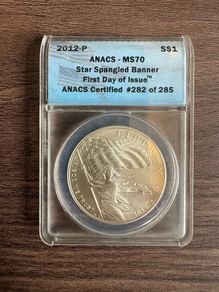Silver 2012 USA Star Spangled Banner 1 Dollar MS70