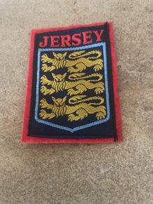 Vintage Patch JERSEY Coat  of Arms Woven Sew On Cloth Badge