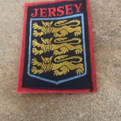 Vintage Patch JERSEY Coat  of Arms Woven Sew On Cloth Badge