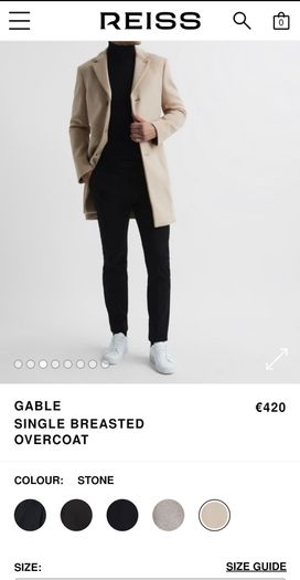 Reiss Gable Gents/Men's Wool Blend Ivory Overcoat