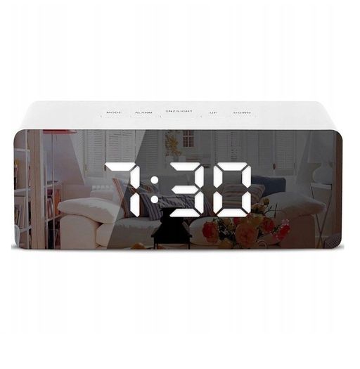 New Digital LCD Large Display Alarm Clock Mirror Lamp Face Home Tool #1426