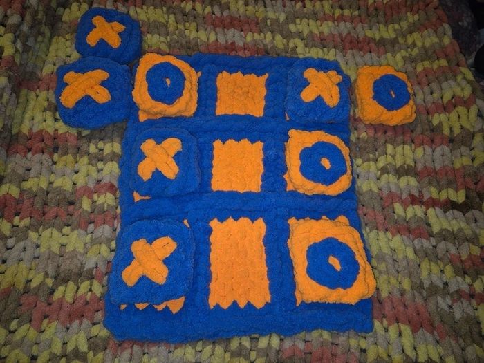 Chunky Knit Tic Tac Toe Game | Sensory Play Mat, Kids Gift | Handmade Soft Play