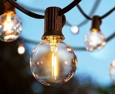 FREE P&P LED Outdoor Festoon Lights Mains Powered, 25FT Globe String Lights with 23pcs E12 Socket, 25Pcs G40 1W Plastic Bulbs Festoon Lights, Waterproof Garden Lights for Outside Patio Backyard Party