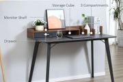 New Computer Desk with Monitor Stand, Drawer and Storage Compartments. Compact Desk for Home Office