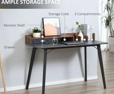 New Computer Desk with Monitor Stand, Drawer and Storage Compartments. Compact Desk for Home Office