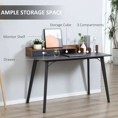 New Computer Desk with Monitor Stand, Drawer and Storage Compartments. Compact Desk for Home Office