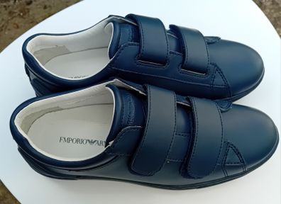 Emporio Armani Navy Leather Shoes Size UK 3.5 New
