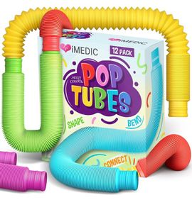12pcs Pop Tubes - Fidget Toys Pack - Sensory Fidget Toys - Sensory Toys For Autism and Special Needs. Reduce Anxiety, Stress , ADHD and OCD - Fidget Pack (FREE POSTAGE)