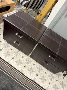Two leather bed side lockers