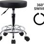 MULTIPLE COLOURS AVAILABLE  PU Leather Round Rolling Stool with Foot Rest Swivel Height Adjustment Spa Drafting Salon Tattoo Work Office Massage Stools Task Chair Small Image 7
