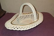 Mid Century Italian Ceramic Woven Basket - Artist signed