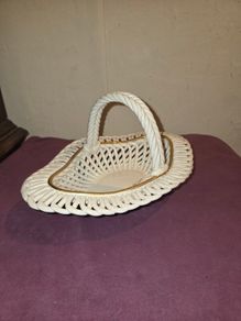 Mid Century Italian Ceramic Woven Basket - Artist signed