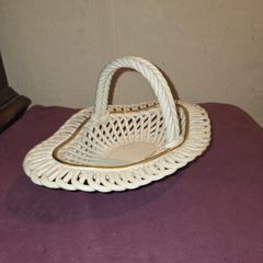 Mid Century Italian Ceramic Woven Basket - Artist signed