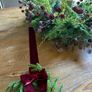 Mini 20cm diameter chair real feel wreath with exaggerated length burgundy ribbon Image 8