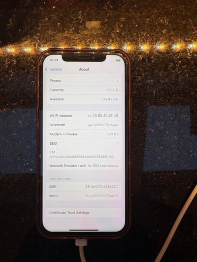 iPhone 12Pro 256GB Pacific Blue - Unlocked - Device Only