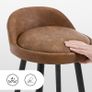 Set of 2 Bar Stool Faux Leather Brown Image 3