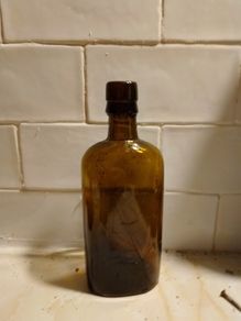 Vintage Amber Glass Bottle