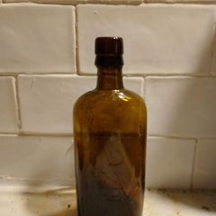 Vintage Amber Glass Bottle