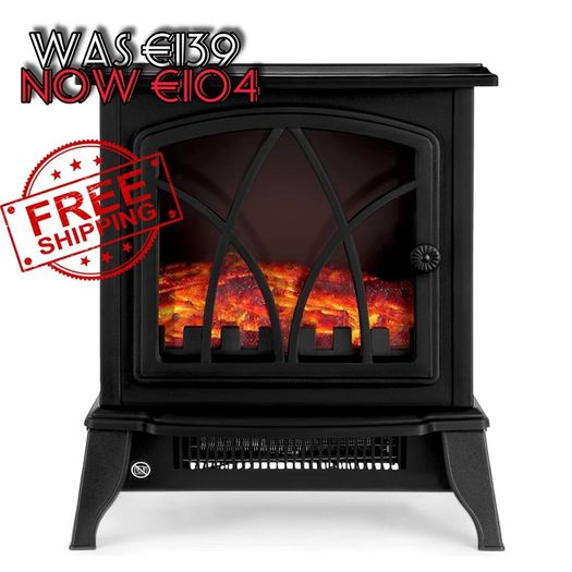 NEW SALE | Electric Fireplace Stove Heater 2000W with Fire Flame Effect, 2 Heat Settings, Adjustable Thermostat, Freestanding Portable Electric Log Wood Burner Effect