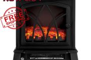 NEW SALE | Electric Fireplace Stove Heater 2000W with Fire Flame Effect, 2 Heat Settings, Adjustable Thermostat, Freestanding Portable Electric Log Wood Burner Effect