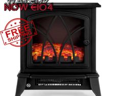 NEW SALE | Electric Fireplace Stove Heater 2000W with Fire Flame Effect, 2 Heat Settings, Adjustable Thermostat, Freestanding Portable Electric Log Wood Burner Effect