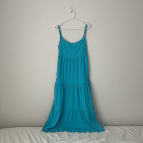 Penneys / Primark Blue Tiered Maxi Dress UK 10 | Summer Holiday Beach Dress