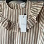 blouse Bnwt beige striped feminine frilled shoulder top size 38 Image 4