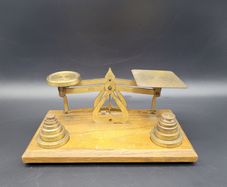 Antique Brass Postal Scales & Weights Warranted Accurate Desk Scales