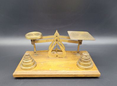 Antique Brass Postal Scales & Weights Warranted Accurate Desk Scales