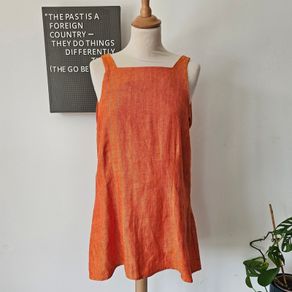 BNWT Stable of Ireland pure Irish linen burnt orange tunic top blouse M 10 12 summer holiday designer