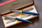 Unused Vintage Platignum Deluxe 14K Gold Nib Fountain Pen + Ballpoint Set from '70s. Made in England.